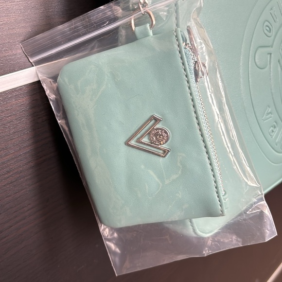 Valentino Orlandi Teal Vegan Leather Embossed Logo Crossbody Bag with Coin Purse - Picture 15 of 16